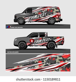 Car wrap design vector, truck and cargo van decal. abstract background for vehicle branding and livery
