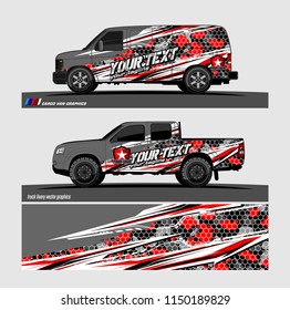 Car wrap design vector, truck and cargo van decal. abstract background for vehicle branding and livery