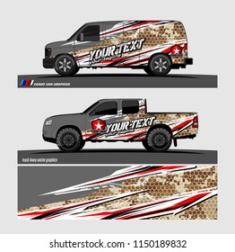 Car wrap design vector, truck and cargo van decal. abstract background for vehicle branding and livery