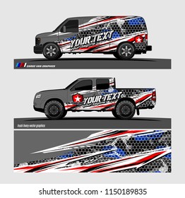 Car wrap design vector, truck and cargo van decal. abstract background for vehicle branding and livery