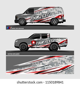 Car wrap design vector, truck and cargo van decal. abstract background for vehicle branding and livery