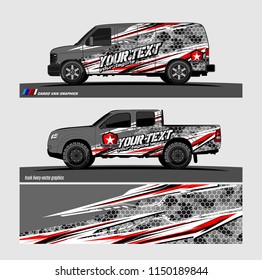 Car wrap design vector, truck and cargo van decal. abstract background for vehicle branding and livery