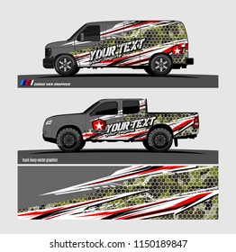 Car wrap design vector, truck and cargo van decal. abstract background for vehicle branding and livery