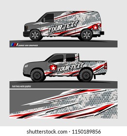 Car wrap design vector, truck and cargo van decal. abstract background for vehicle branding and livery