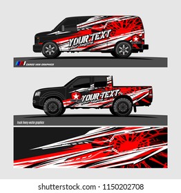 Car wrap design vector, truck and cargo van decal. abstract background for vehicle branding and livery