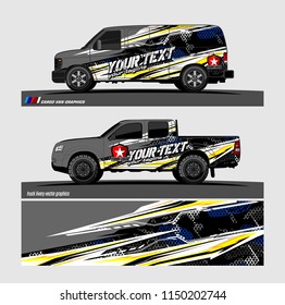 Car wrap design vector, truck and cargo van decal. abstract background for vehicle branding and livery