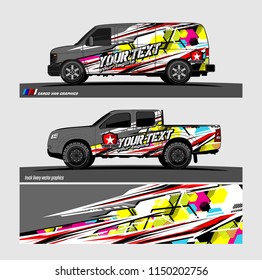 Car wrap design vector, truck and cargo van decal. abstract background for vehicle branding and livery