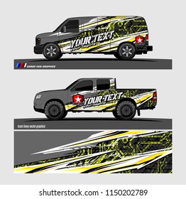 Car wrap design vector, truck and cargo van decal. abstract background for vehicle branding and livery
