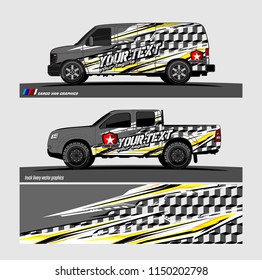Car wrap design vector, truck and cargo van decal. abstract background for vehicle branding and livery