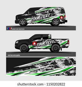 Car wrap design vector, truck and cargo van decal. abstract background for vehicle branding and livery