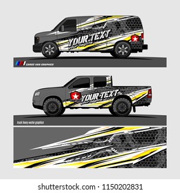Car wrap design vector, truck and cargo van decal. abstract background for vehicle branding and livery