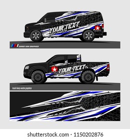 Car wrap design vector, truck and cargo van decal. abstract background for vehicle branding and livery