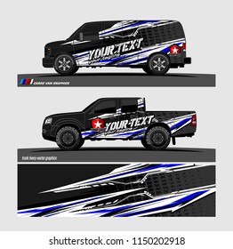 Car wrap design vector, truck and cargo van decal. abstract background for vehicle branding and livery