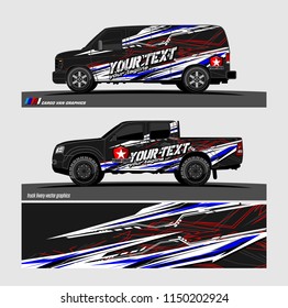 Car wrap design vector, truck and cargo van decal. abstract background for vehicle branding and livery