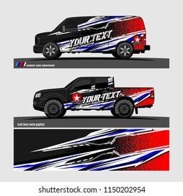 Car wrap design vector, truck and cargo van decal. abstract background for vehicle branding and livery