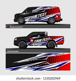 Car wrap design vector, truck and cargo van decal. abstract background for vehicle branding and livery