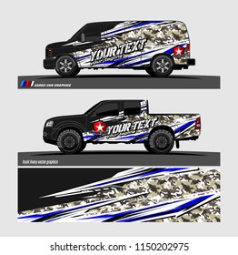 Car wrap design vector, truck and cargo van decal. abstract background for vehicle branding and livery
