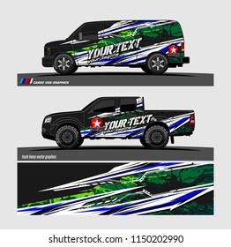 Car wrap design vector, truck and cargo van decal. abstract background for vehicle branding and livery