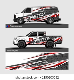 Car wrap design vector, truck and cargo van decal. abstract background for vehicle branding and livery