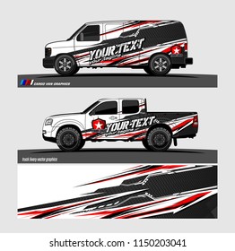 Car wrap design vector, truck and cargo van decal. abstract background for vehicle branding and livery
