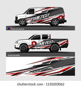 Car wrap design vector, truck and cargo van decal. abstract background for vehicle branding and livery