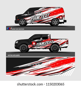 Car wrap design vector, truck and cargo van decal. abstract background for vehicle branding and livery