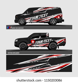 Car wrap design vector, truck and cargo van decal. abstract background for vehicle branding and livery