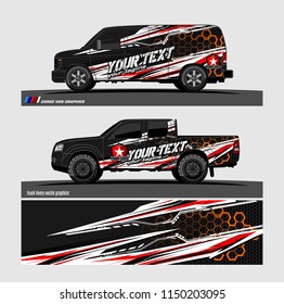 Car wrap design vector, truck and cargo van decal. abstract background for vehicle branding and livery