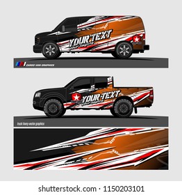 Car wrap design vector, truck and cargo van decal. abstract background for vehicle branding and livery