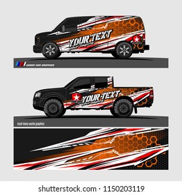 Car wrap design vector, truck and cargo van decal. abstract background for vehicle branding and livery