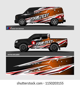 Car wrap design vector, truck and cargo van decal. abstract background for vehicle branding and livery