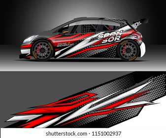 Car wrap design vector, truck and cargo van decal. Graphic abstract stripe racing background designs for vehicle, race, rally, adventure and car racing livery.