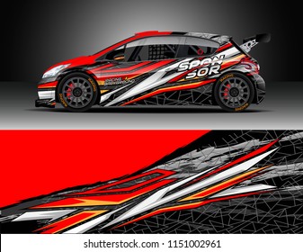 Car wrap design vector, truck and cargo van decal. Graphic abstract stripe racing background designs for vehicle, race, rally, adventure and car racing livery.
