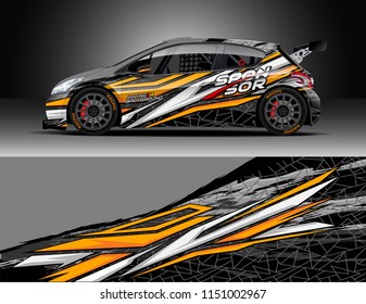 Car wrap design vector, truck and cargo van decal. Graphic abstract stripe racing background designs for vehicle, race, rally, adventure and car racing livery.