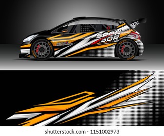 Car wrap design vector, truck and cargo van decal. Graphic abstract stripe racing background designs for vehicle, race, rally, adventure and car racing livery.
