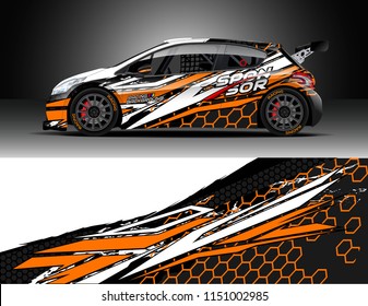 Car wrap design vector, truck and cargo van decal. Graphic abstract stripe racing background designs for vehicle, race, rally, adventure and car racing livery.