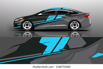 Car wrap design vector, truck and cargo van decal. Graphic abstract stripe racing background designs for vehicle, rally, race, adventure and car racing livery. 