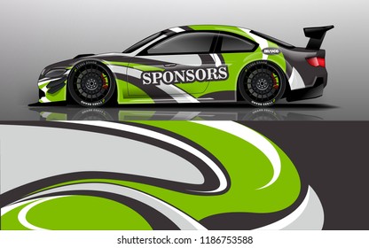 Car wrap design vector, truck and cargo van decal. Graphic abstract stripe racing background designs for vehicle, rally, race, adventure and car racing livery. 