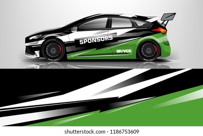Car wrap design vector, truck and cargo van decal. Graphic abstract stripe racing background designs for vehicle, rally, race, adventure and car racing livery. 