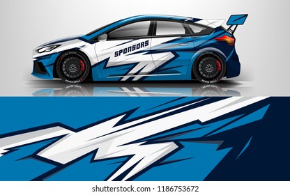 Car wrap design vector, truck and cargo van decal. Graphic abstract stripe racing background designs for vehicle, rally, race, adventure and car racing livery. 