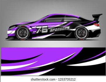 Car wrap design vector, truck and cargo van decal. Graphic abstract stripe racing background designs for vehicle, rally, race, adventure and car racing livery. 
