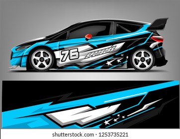Car wrap design vector, truck and cargo van decal. Graphic abstract stripe racing background designs for vehicle, rally, race, adventure and car racing livery. 