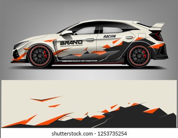 Car wrap design vector, truck and cargo van decal. Graphic abstract stripe racing background designs for vehicle, rally, race, adventure and car racing livery. 