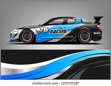 Car wrap design vector, truck and cargo van decal. Graphic abstract stripe racing background designs for vehicle, rally, race, adventure and car racing livery. 