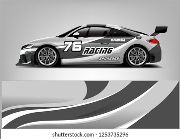 Car wrap design vector, truck and cargo van decal. Graphic abstract stripe racing background designs for vehicle, rally, race, adventure and car racing livery. 