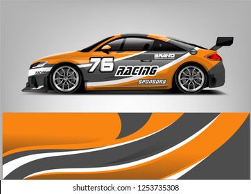 Car wrap design vector, truck and cargo van decal. Graphic abstract stripe racing background designs for vehicle, rally, race, adventure and car racing livery. 