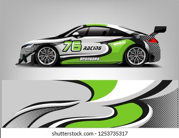 Car wrap design vector, truck and cargo van decal. Graphic abstract stripe racing background designs for vehicle, rally, race, adventure and car racing livery. 