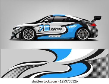 Car wrap design vector, truck and cargo van decal. Graphic abstract stripe racing background designs for vehicle, rally, race, adventure and car racing livery. 