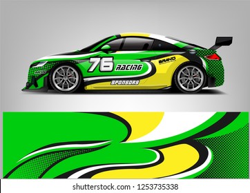 Car wrap design vector, truck and cargo van decal. Graphic abstract stripe racing background designs for vehicle, rally, race, adventure and car racing livery. 
