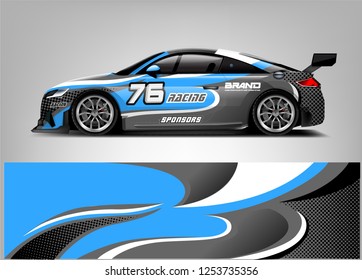 Car wrap design vector, truck and cargo van decal. Graphic abstract stripe racing background designs for vehicle, rally, race, adventure and car racing livery. 